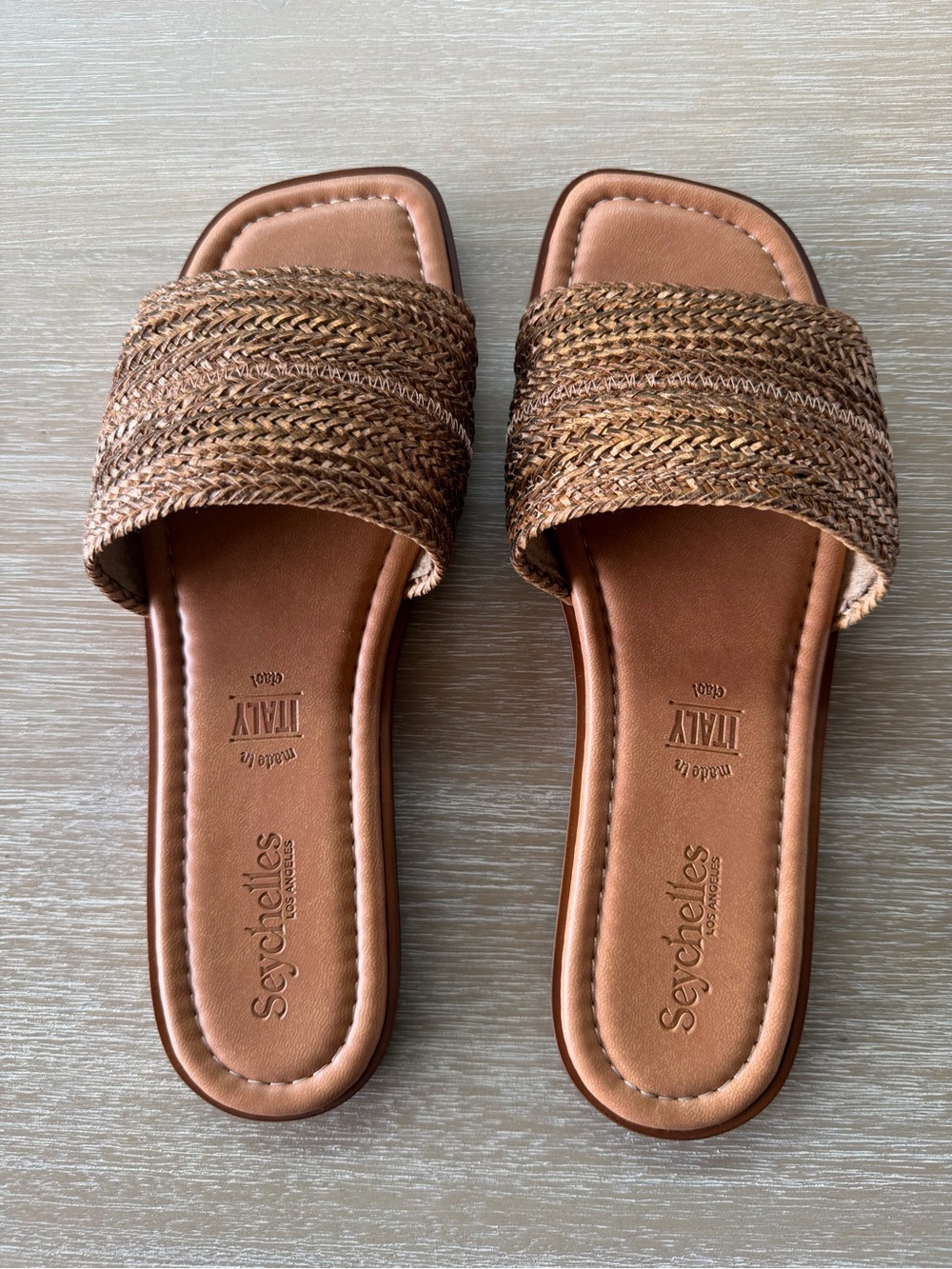 Seychelles Palms Perfection Bronze Braided RaSlide Sandals Made in Italy 8.5